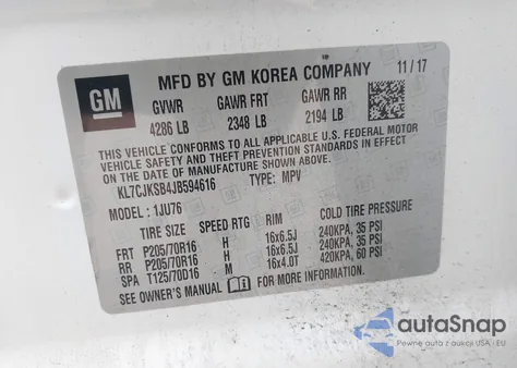 2018 Chevrolet Trax Ls from USA, damaged, VIN KL7CJKSB4JB594616